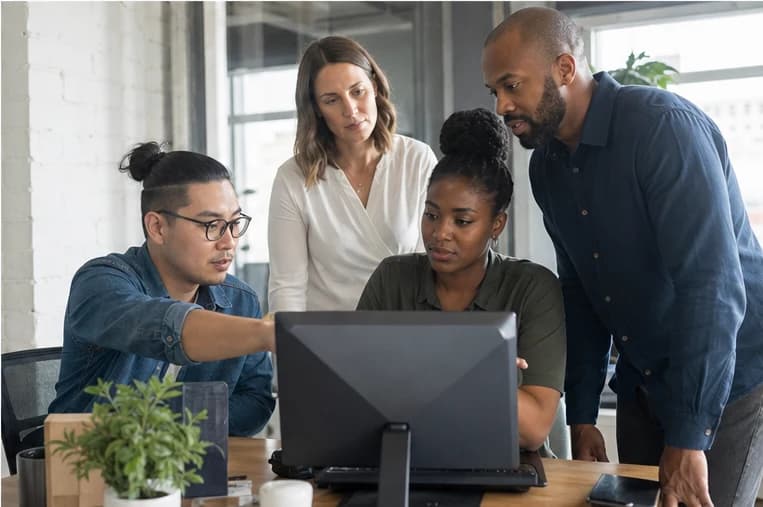 Operations team reviewing a customer workflow