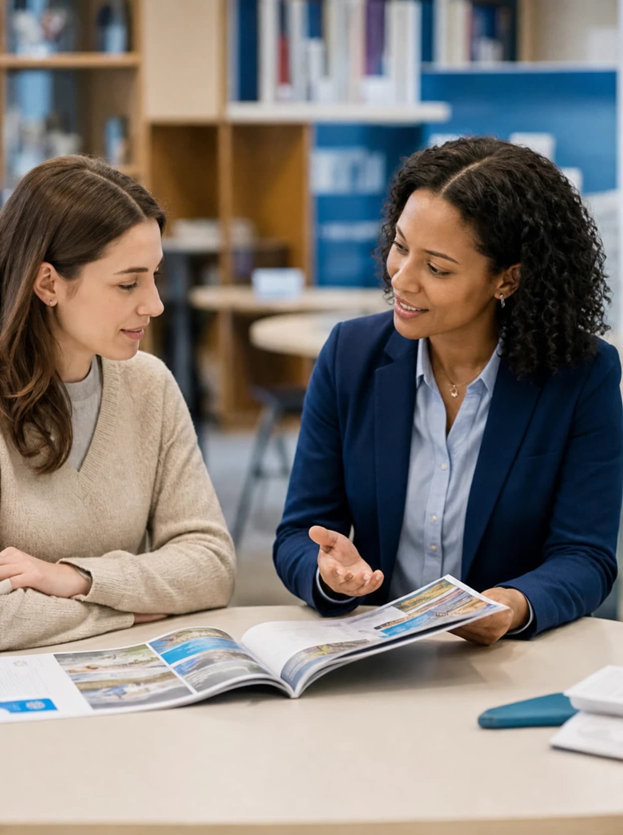 Education adviser speaking with a prospective student